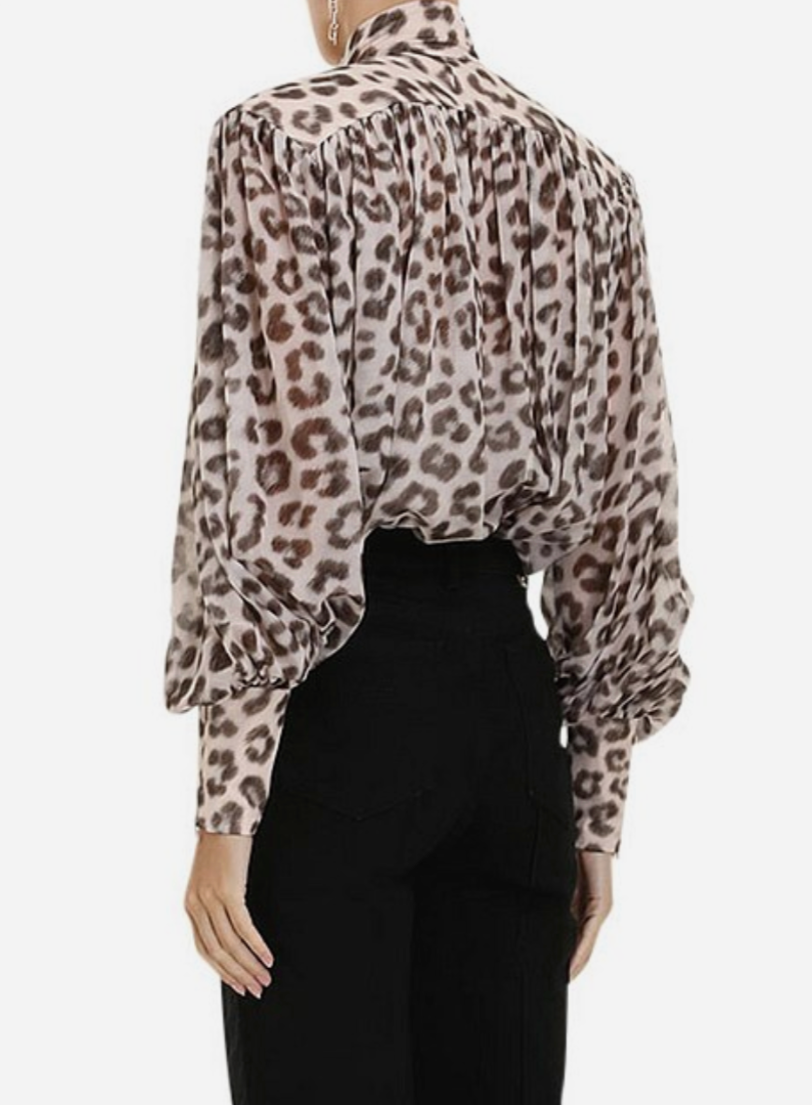 Zimmermann Leopard Dancer Lantern Blouse - Size 1