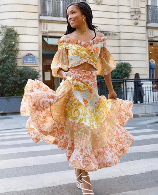 Zimmermann Postcard Pleated Skirt & Top Set - Size 1
