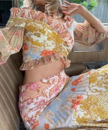 Zimmermann Postcard Pleated Skirt & Top Set - Size 1