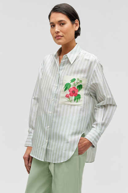Oroton Verandah Stripe Overshirt - Size 8