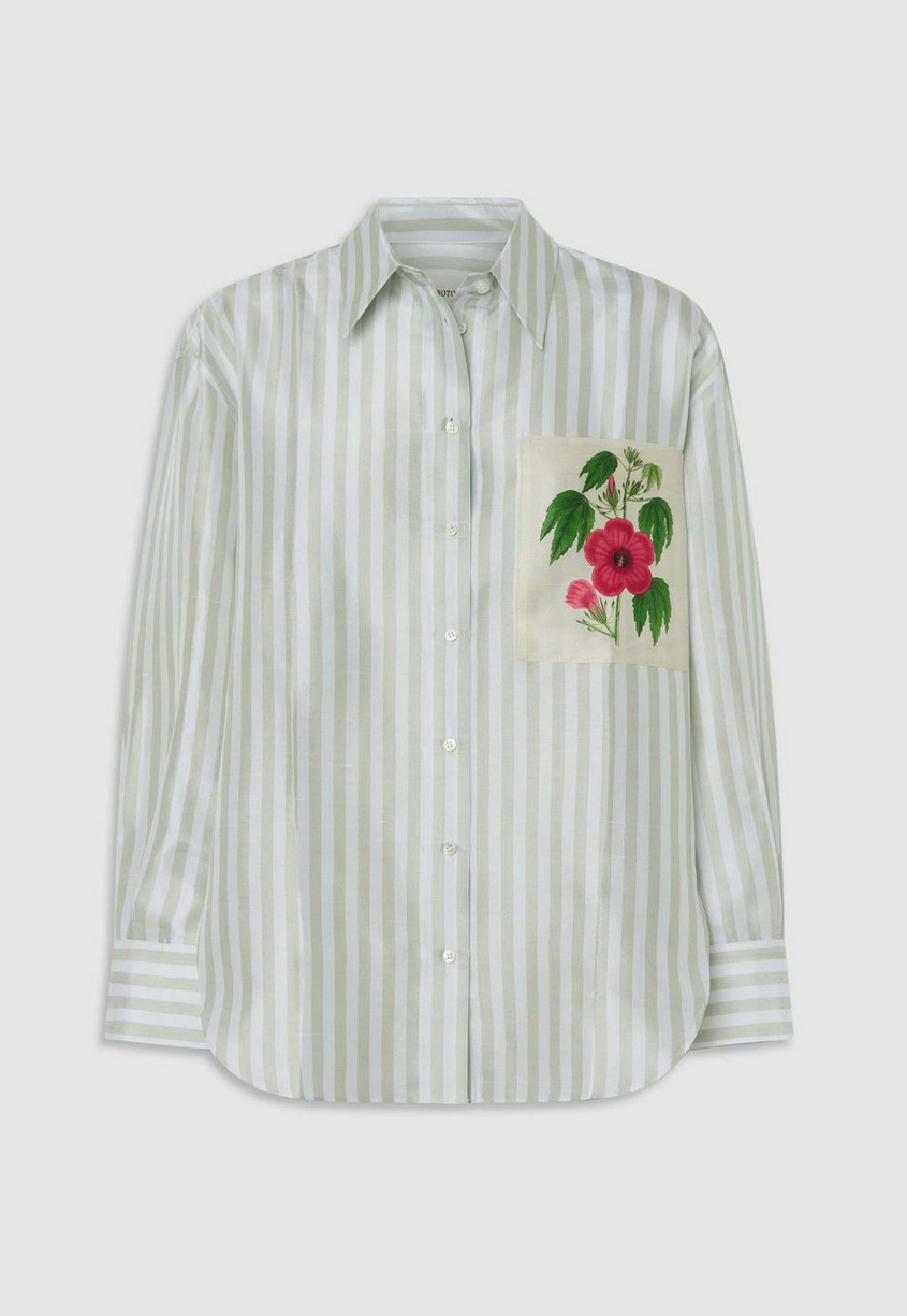 Oroton Verandah Stripe Overshirt - Size 8