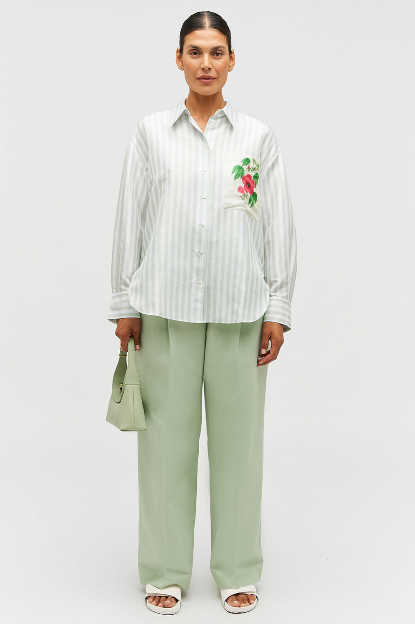 Oroton Verandah Stripe Overshirt - Size 8