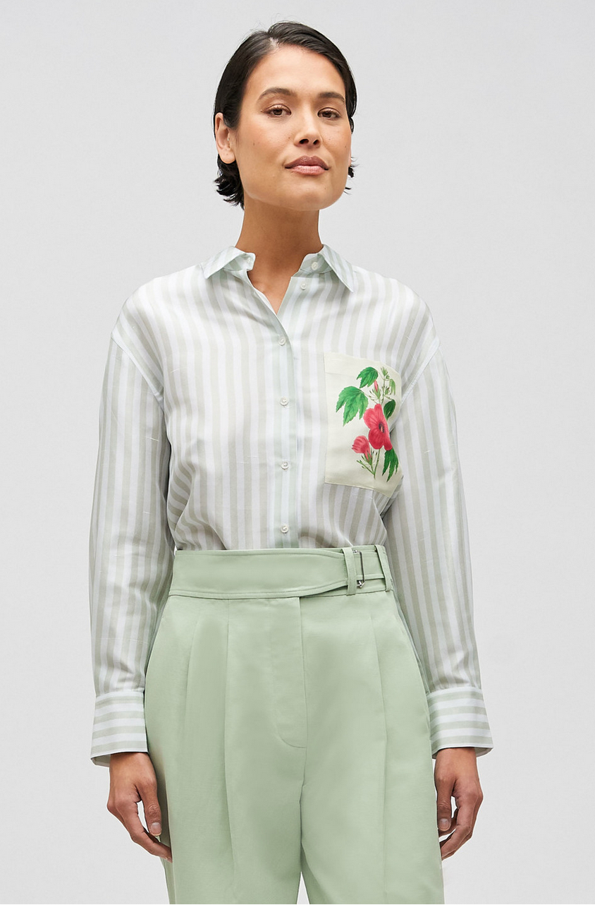 Oroton Verandah Stripe Overshirt - Size 8