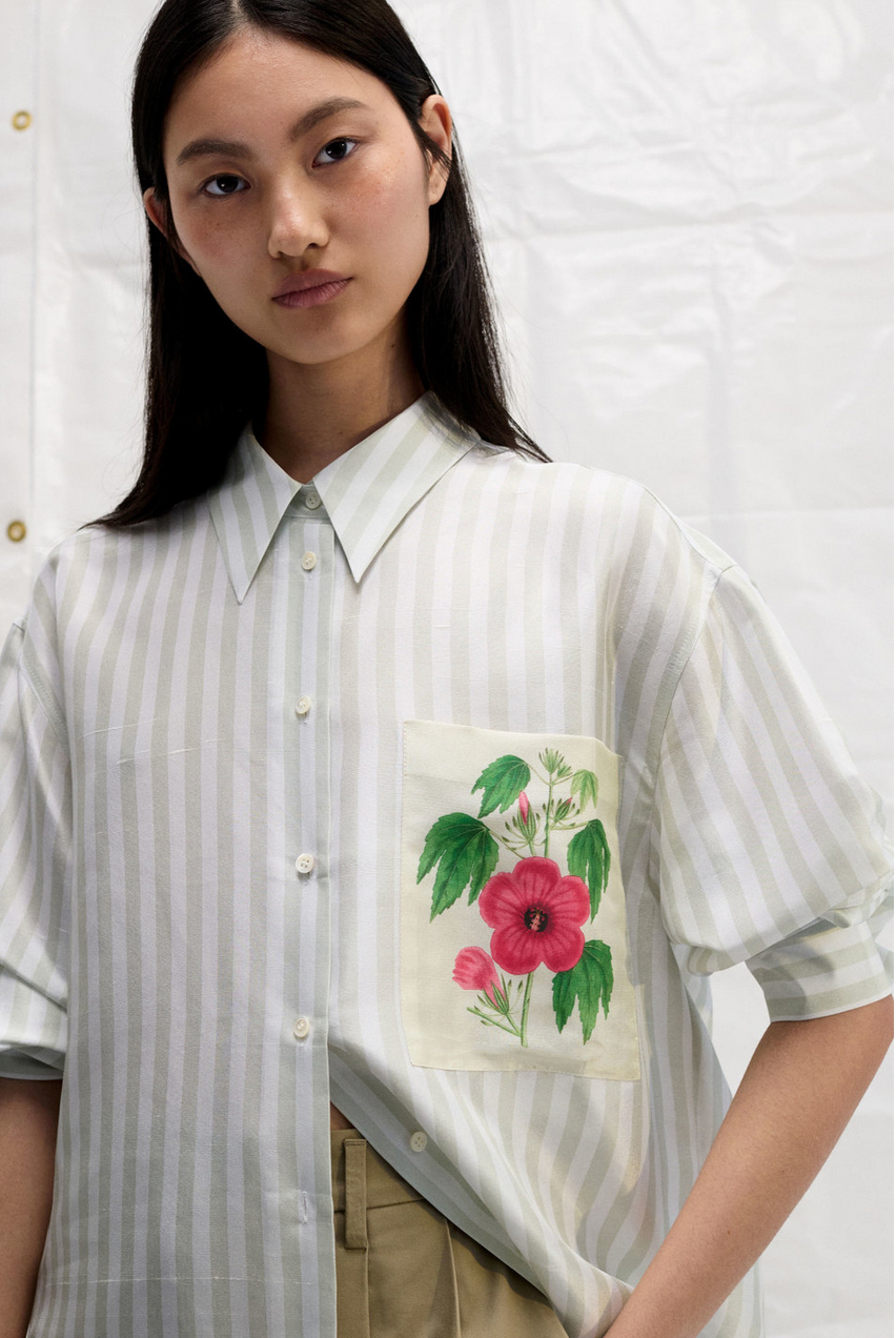Oroton Verandah Stripe Overshirt - Size 8