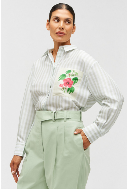 Oroton Verandah Stripe Overshirt - Size 8