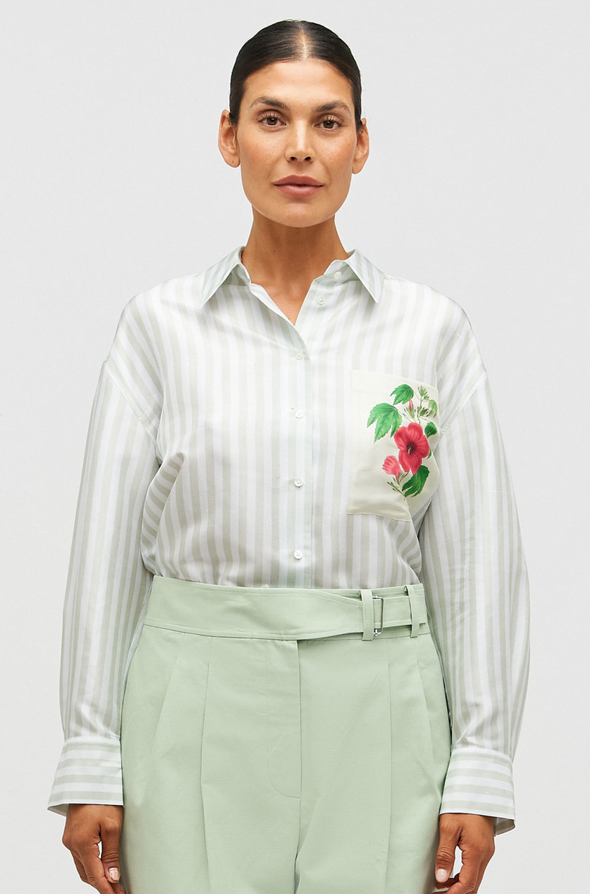 Oroton Verandah Stripe Overshirt - Size 8