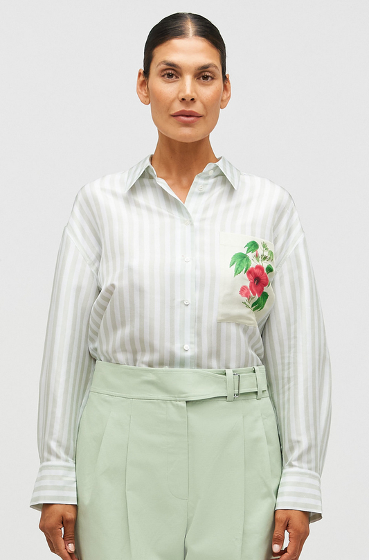 Oroton Verandah Stripe Overshirt - Size 8