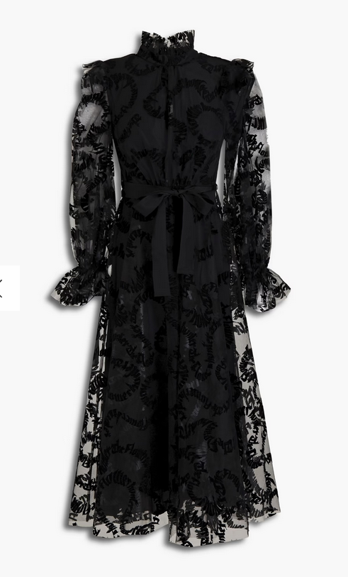 Zimmerman Ruffle-Trimmed Flocked Tulle Midi Dress - Size 0