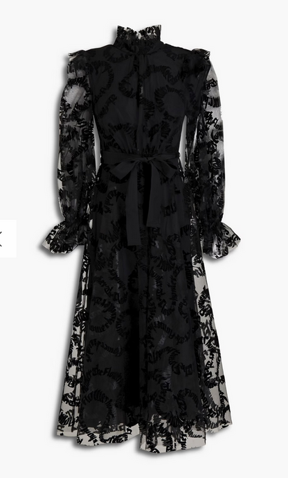 Zimmerman Ruffle-Trimmed Flocked Tulle Midi Dress - Size 0