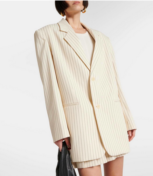 The Frankie Shop Aiden Pintstrip Twill Blazer - Size XS (Brand New with Tags)