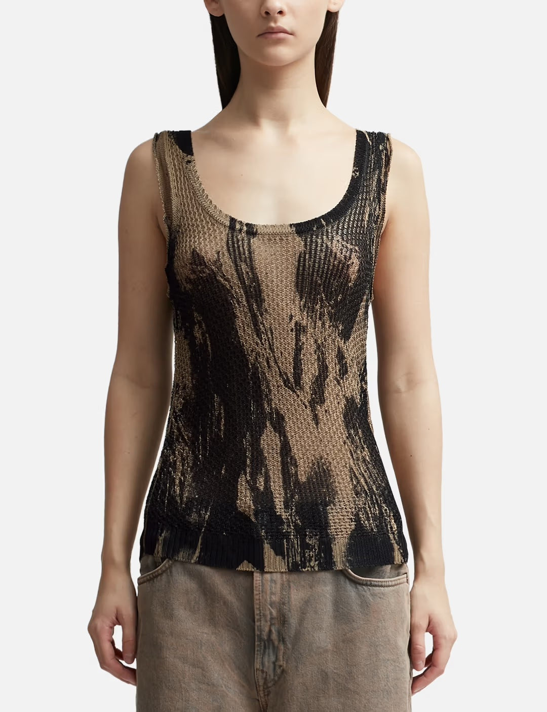 Acne Studios Paint Knitted Vest Tank Camel/Black - Size S