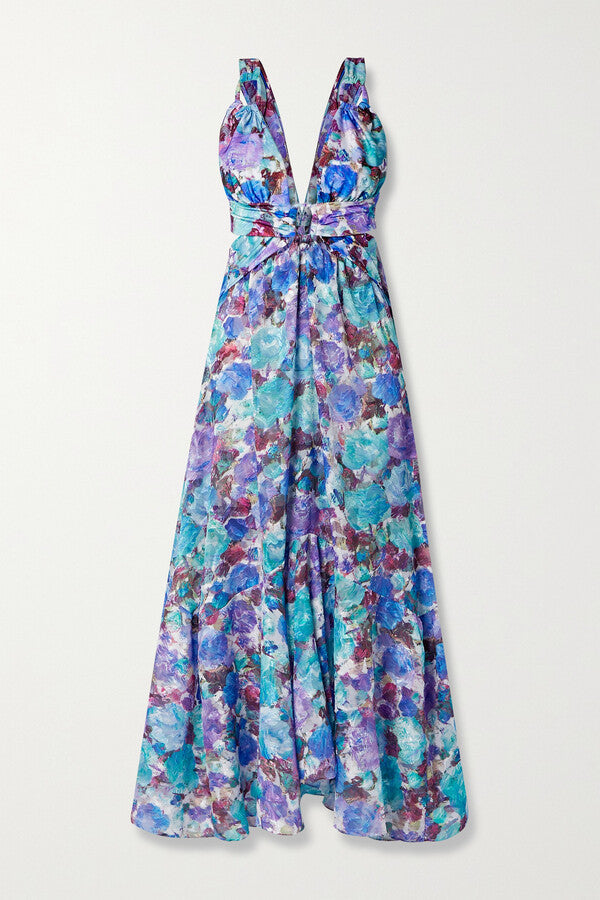 PatBO Blossom Cutout Floral-print Jacquard Maxi Dress - Size M (Brand New)