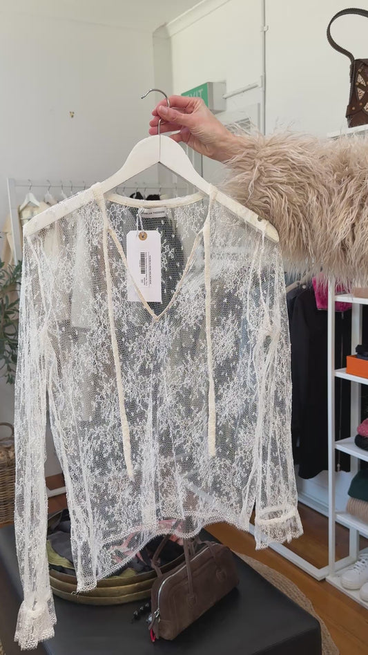 Scanlan Theodore White Lace Top - Size S