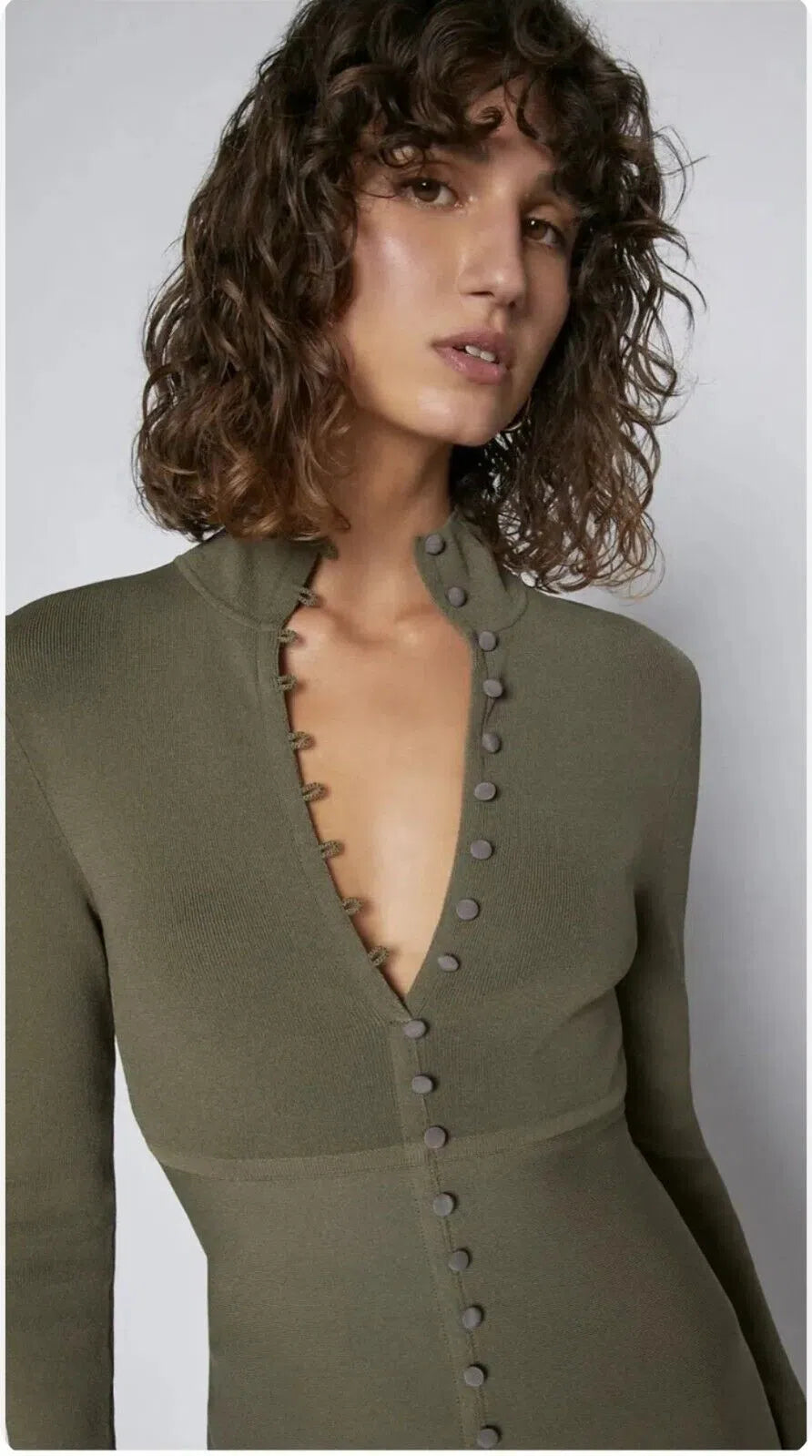 Scanlan & Theodore - Olive Crepe Knit Button Polo Dress - Size S Yours and Mine Melbourne Scanlan & Theodore - Olive Crepe Knit Button Polo Dress - Size S Yours and Mine Melbourne